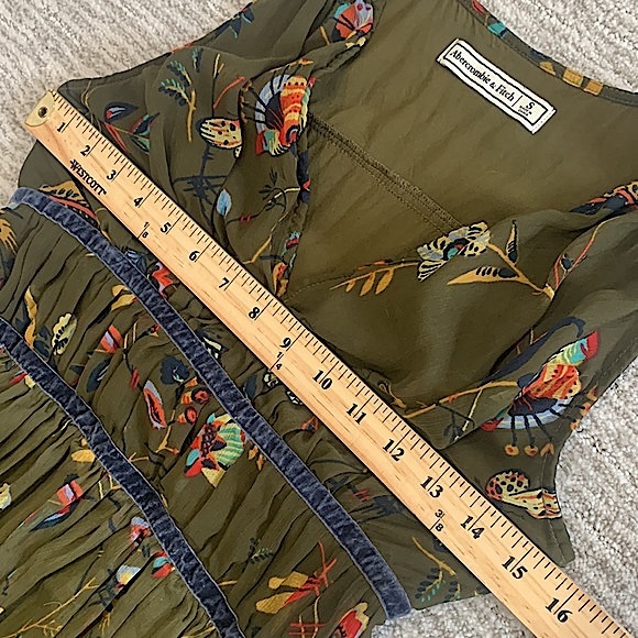 Abercrombie & Fitch Velvet Trim Butterfly Print Babydoll Dress Size Small Fairy - Picture 5 of 16